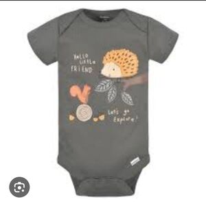 Gerber Baby Short Sleeve Onesie Bodysuit Hedgehog & Squirrel Friend Newborn - 3m